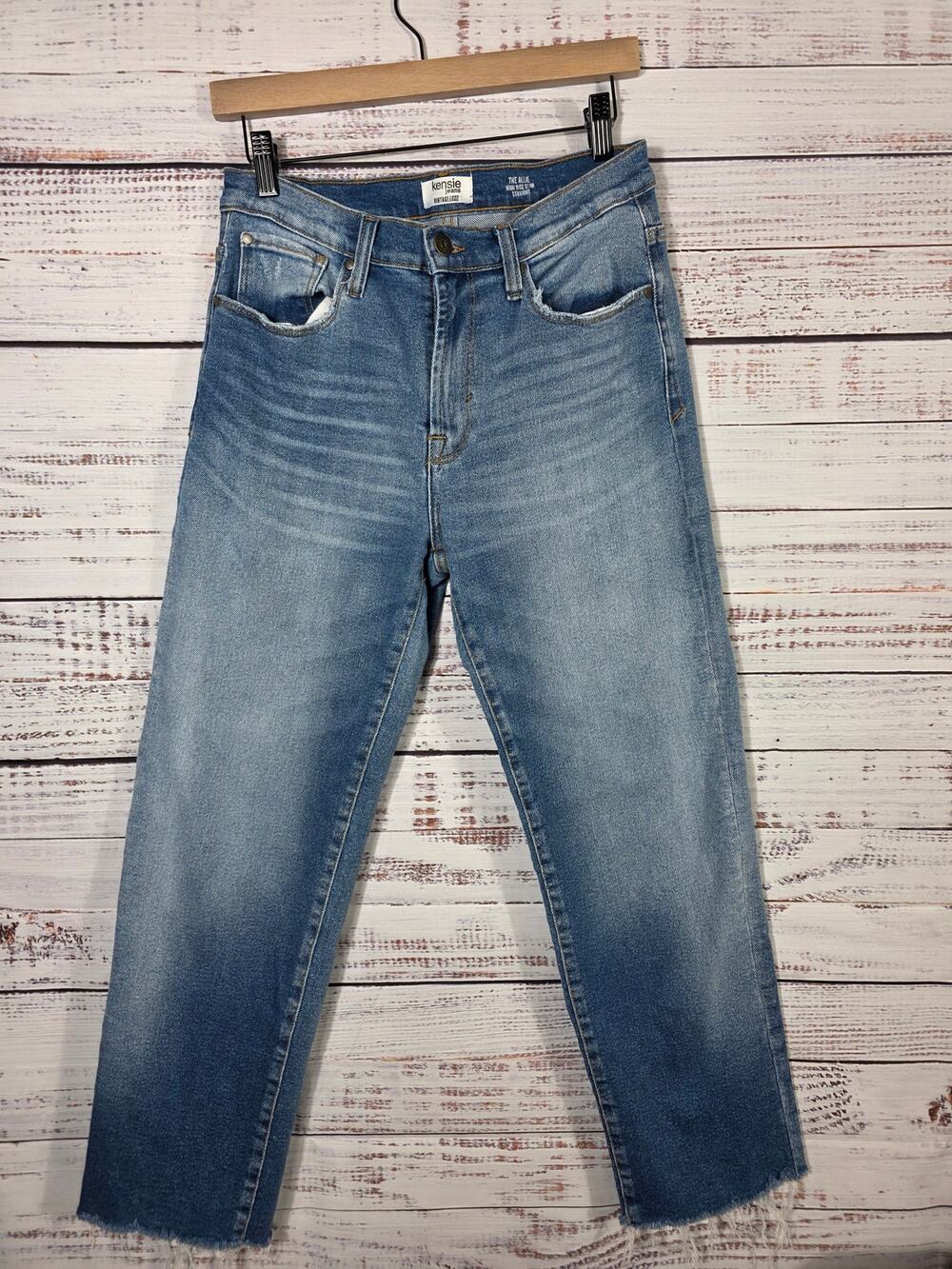 Kensie Jeans The Allie Vintage Lluxe Women's High Rise Slim Straight Jeans 8